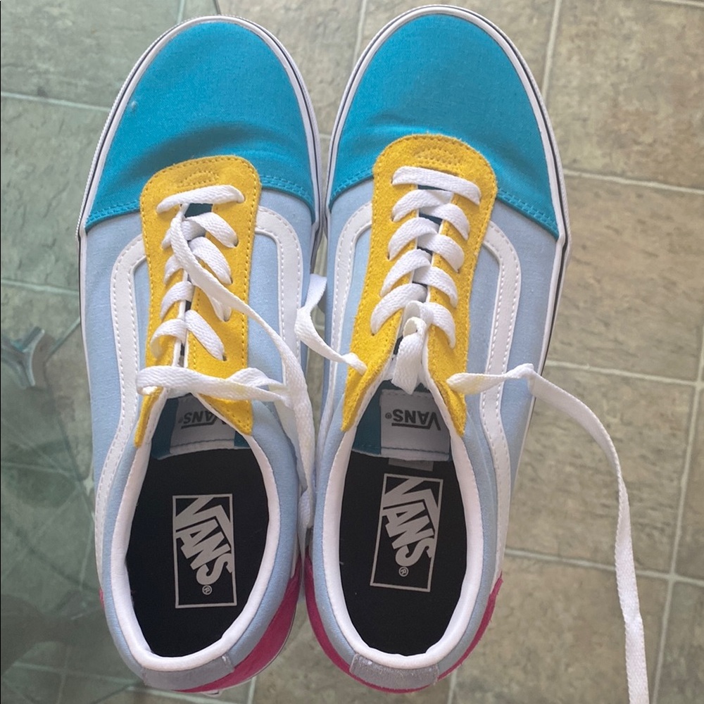 Vans Blue and Yellow Sneakers Classic Low-Top Style